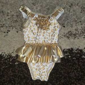 Never worn, baby cheetah print swimsuit